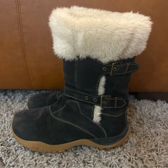 Salomon Women Lhasa Black Suede Fur Winter Snow Boots - Picture 13 of 16